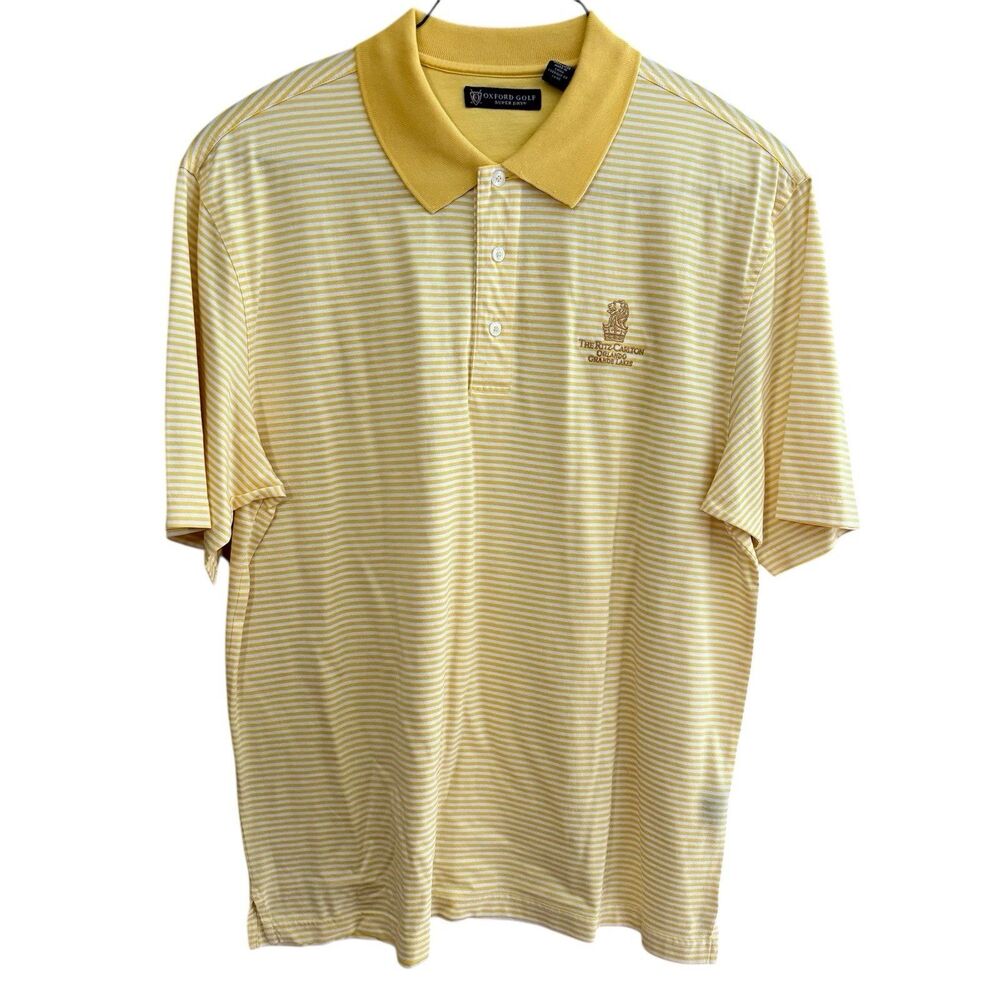 Oxford Golf Super Dry Polo Shirt Ritz Carlton Orlando Grande Lakes Yellow Sz LG